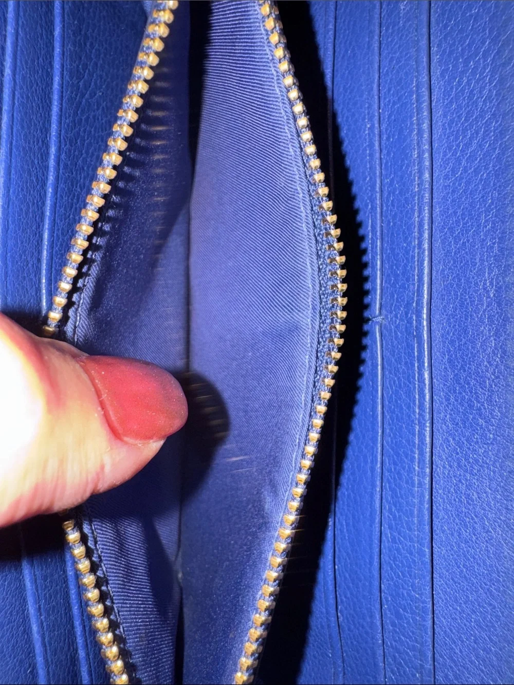 Tory Burch Royal Blue Leather Zip-Around Wallet EUC